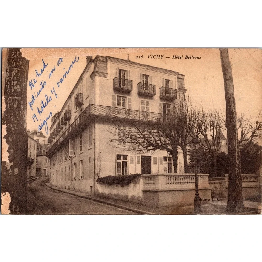 Vintage Vichy Hôtel Bellevue France Sepia Postcard 216 Edition‎ L.Q.